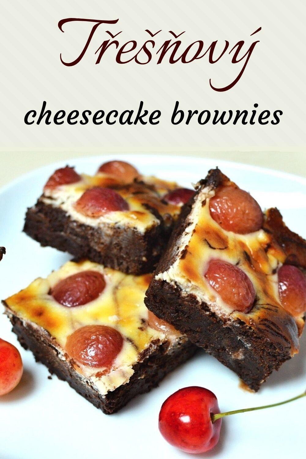 třešňový cheesecake brownies recept