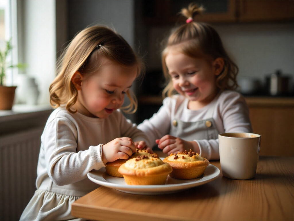 Děti jí upečení pernikové muffiny