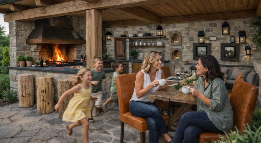 Odpolední rozhovor v zahradní kuchyni Odpolední rozhovor v zahradní kuchyni